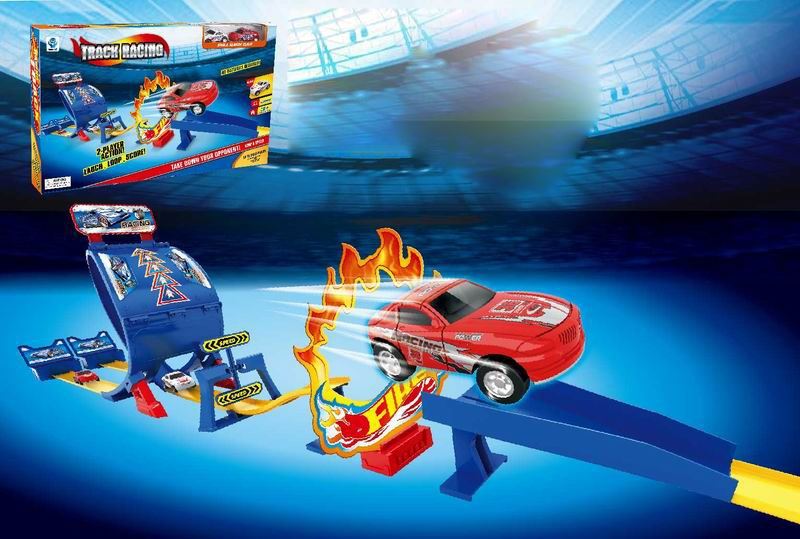 DOUBLE TRACK SET W/2PCS PULL BACK CAR,RED/WHITE - HP1092419