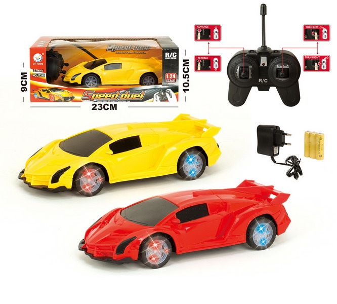1:24 4 FUNCTION R/C CAR W/LIGHT,INCLUDED BATTERY RED/YELLOW - HP1093194