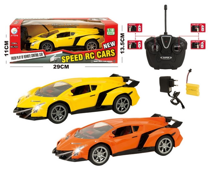 1:18 4 FUNCTION R/C CAR W/LIGHT,INCLUDED BATTERY ORANGE/YELLOW - HP1093196