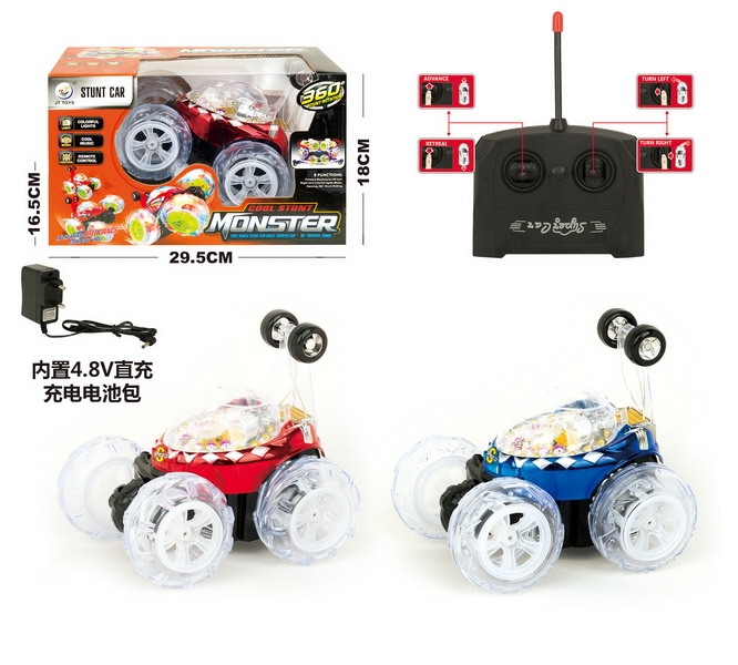 1:24 R/C STUNT CAR W/LIGHT & MUSIC INCLUDED BATTERY RED/BLUE - HP1093208