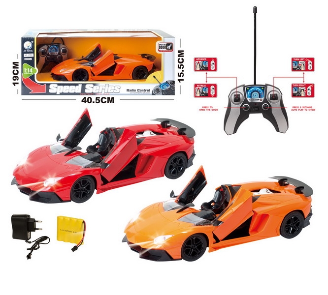 1:14 R/C CAR W/LIGHT,INCLUDED BATTERY RED/ORANGE - HP1093221