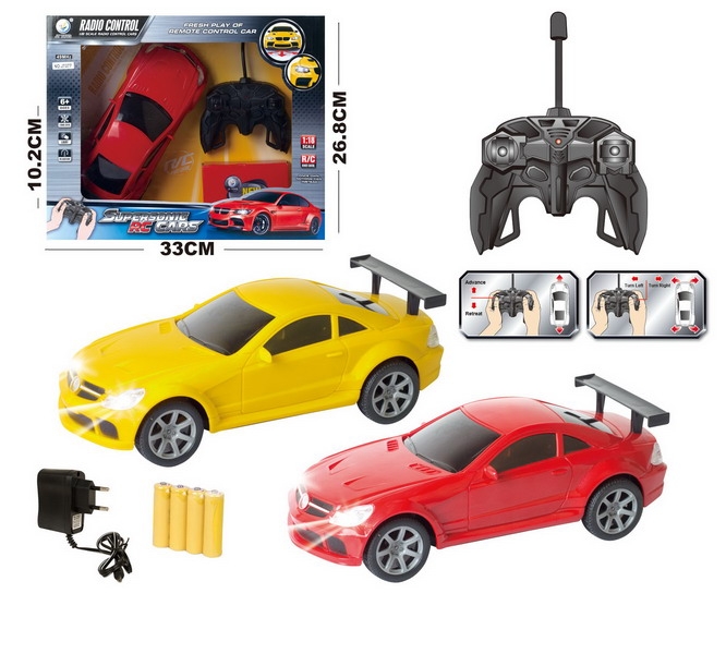 1:18 4 FUNCTION R/C CAR W/LIGHT,INCLUDED BATTERY RED/YELLOW - HP1093227