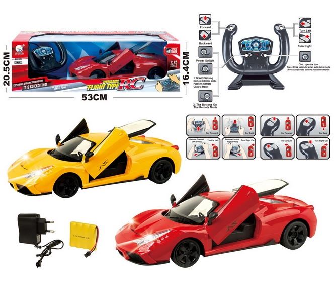 1:12 4 FUNCTION R/C CAR W/LIGHT,NOT INCLUDED BATTERY RED/YELLOW - HP1093233