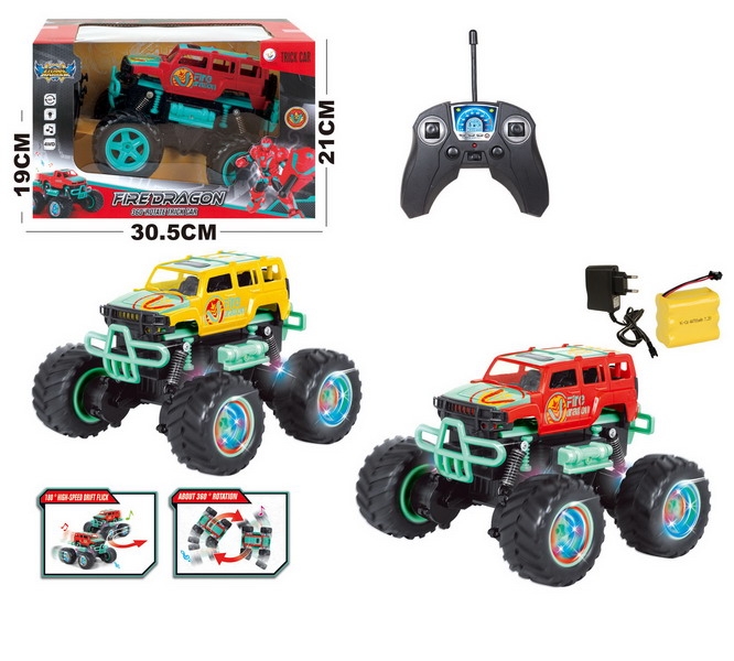 R/C STUNT CAR W/LIGHT,INCLUDED BATTERY RED/YELLOW - HP1093248