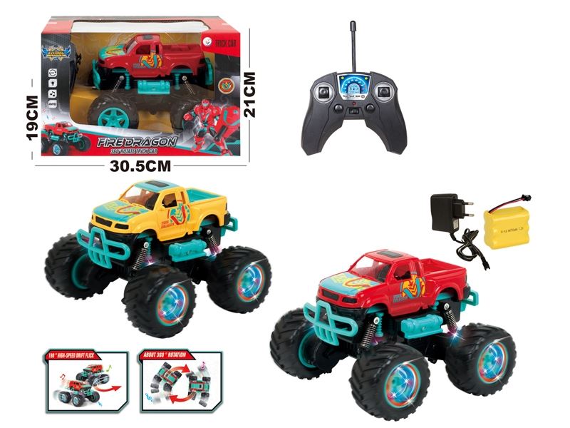 R/C STUNT CAR W/LIGHT,INCLUDED BATTERY RED/YELLOW - HP1093249
