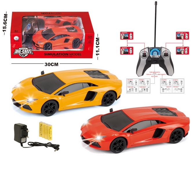 1:24 R/C DIE CAST CAR W/LIGHT,INCLUDED BATTERY ORANGE/YELLOW - HP1093255