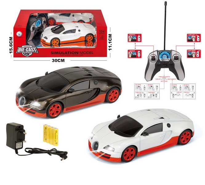 1:24 R/C DIE CAST CAR W/LIGHT,INCLUDED BATTERY WHTIE/BLACK - HP1093256