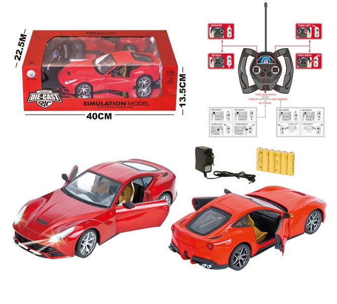 1:16 R/C DIE CAST CAR W/LIGHT,INCLUDED BATTERY RED/LUCENCY RED - HP1093261