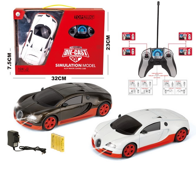 1:24 R/C DIE CAST CAR W/LIGHT,INCLUDED BATTERY WHTIE/BLACK - HP1093264