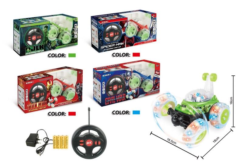 4 FUNCTION R/C STUNT CAR W/STEERING WHEEL & LIGHT & MUSIC 4ASST,INCLUDED BATTERY RED/GREEN/BLUE - HP1093931