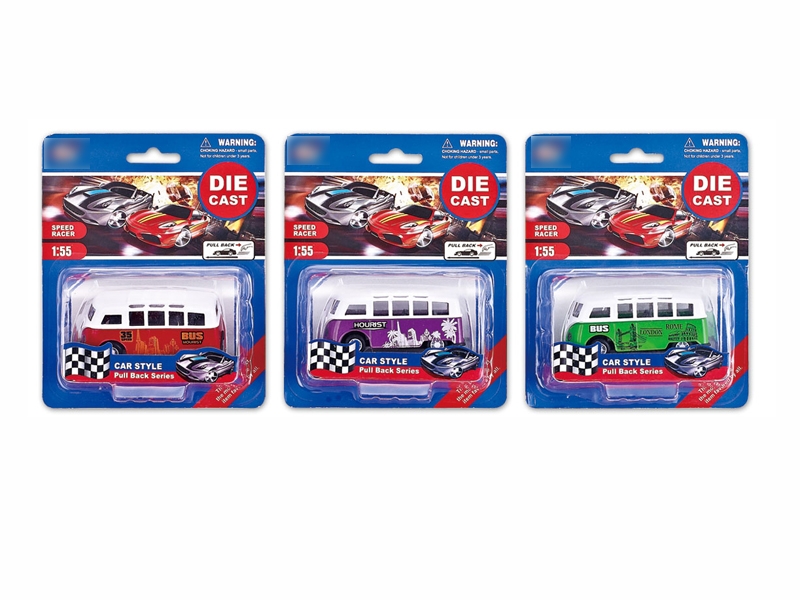 1:55 PULL BACK DIE CAST BUS 3 ASST. - HP1096164