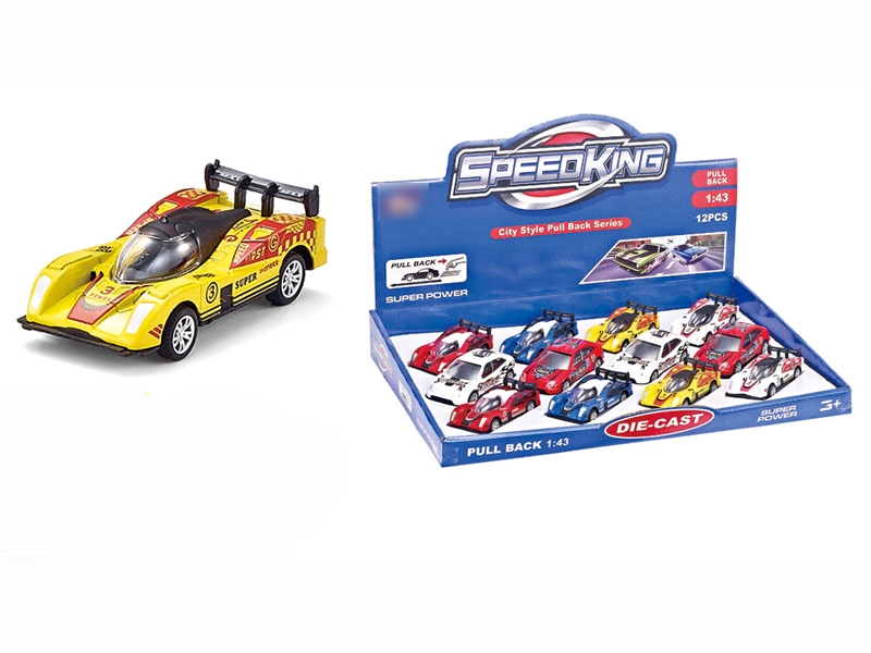 1:43 PULL BACK DIE CAST CAR 6 ASST. 12PCS/DISPLAY BOX - HP1096165