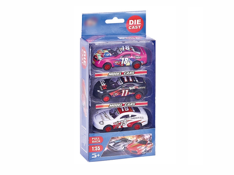 3PCS 1:55 PULL BACK IRON CAR - HP1096173