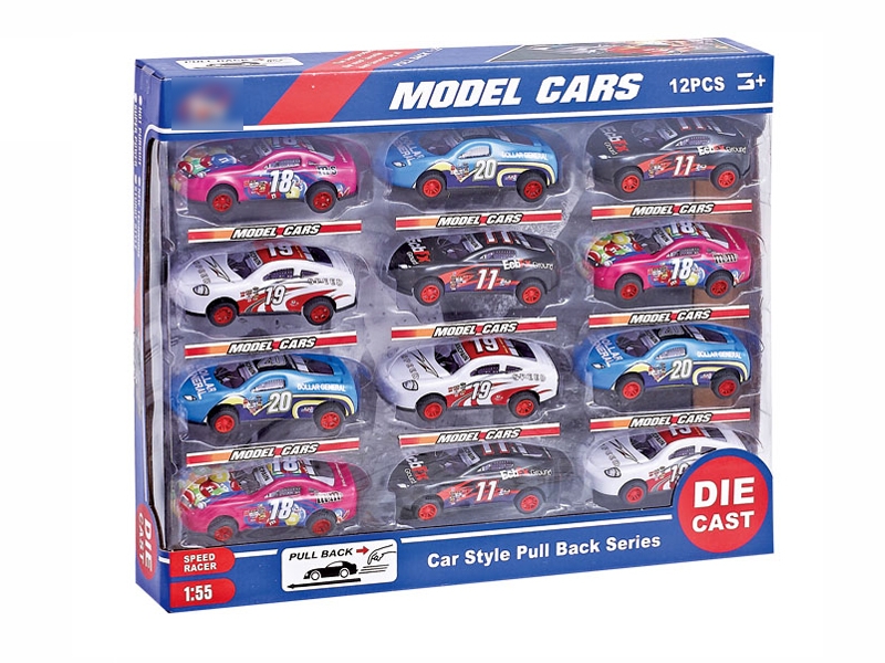 12PCS 1:55 PULL BACK IRON CAR - HP1096178