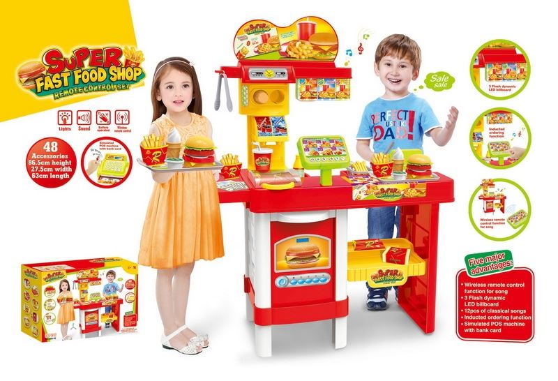 Super fast food shop (w/led billboards,wireless remote control table,audio and video cash register,not included batteries 9AA) - HP1096414