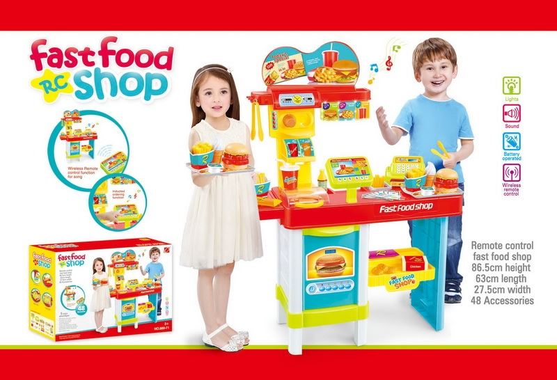 Super fast food shop (w/led billboards,wireless remote control table,audio and video cash register,not included batteries 8AA) - HP1096422