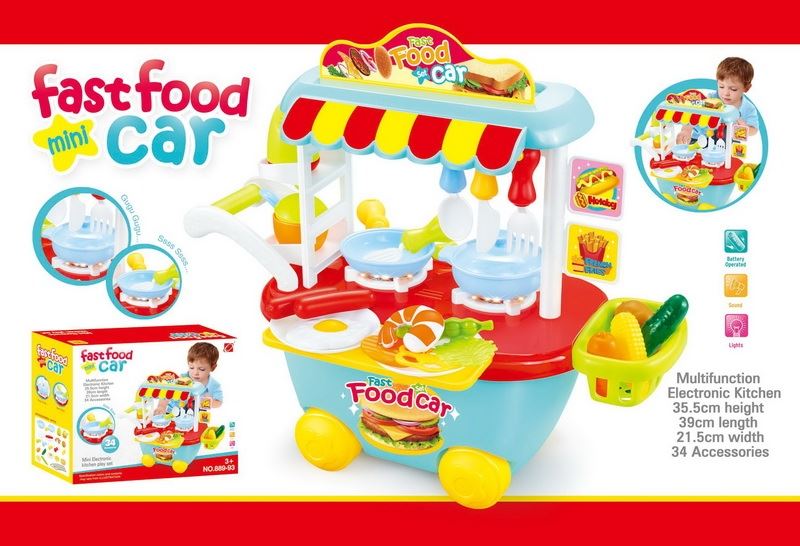 Fashion cartoon fast food cart w/sound&light(not included 3pcs 1.5AA AA batteries) - HP1096428
