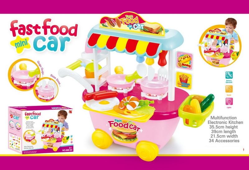 Fashion cartoon fast food cart w/sound&light(not included 3pcs 1.5AA AA batteries) - HP1096429