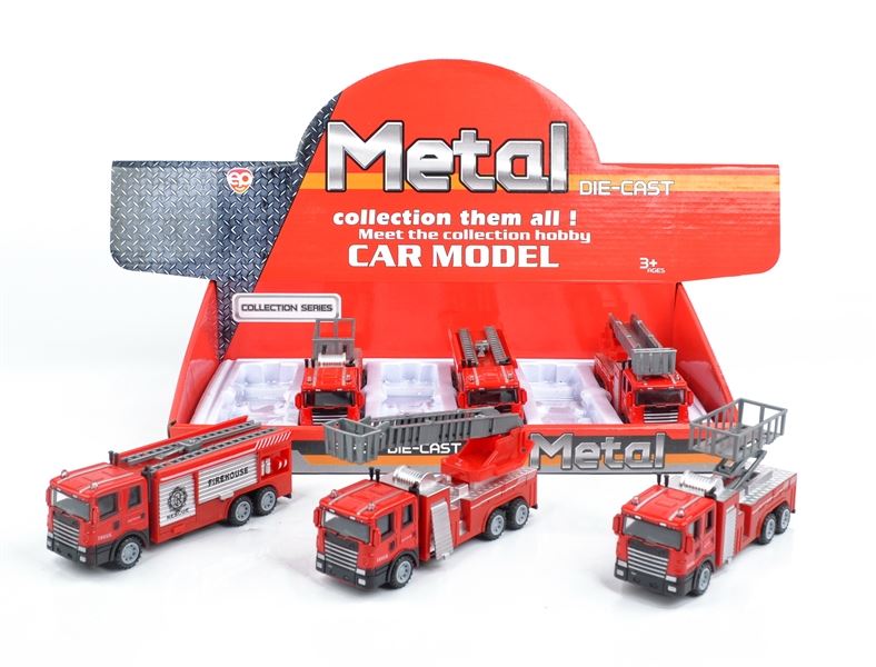 S/6   P/B  METAL FIRE  TRUCK,3 ASST STYLES - HP1096567