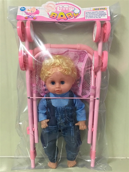 16 Inch move eyes & empty body & IC boy with metal baby stroller - HP1096683