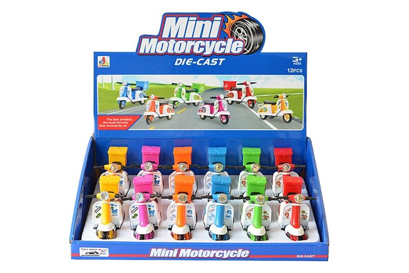 PULL BACK DIE CAST MOTOR 6 COLORS 12PCS/DISPLAY BOX - HP1096954