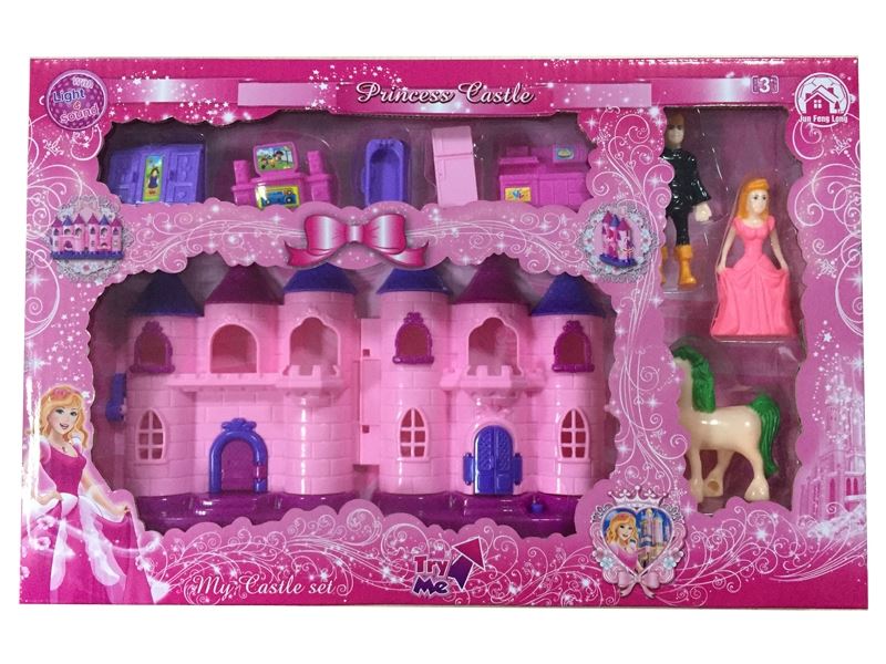 Mini castle with colorful lights 12 musicians with/horse (a two-color) (with three ag13 batteries) - HP1098555