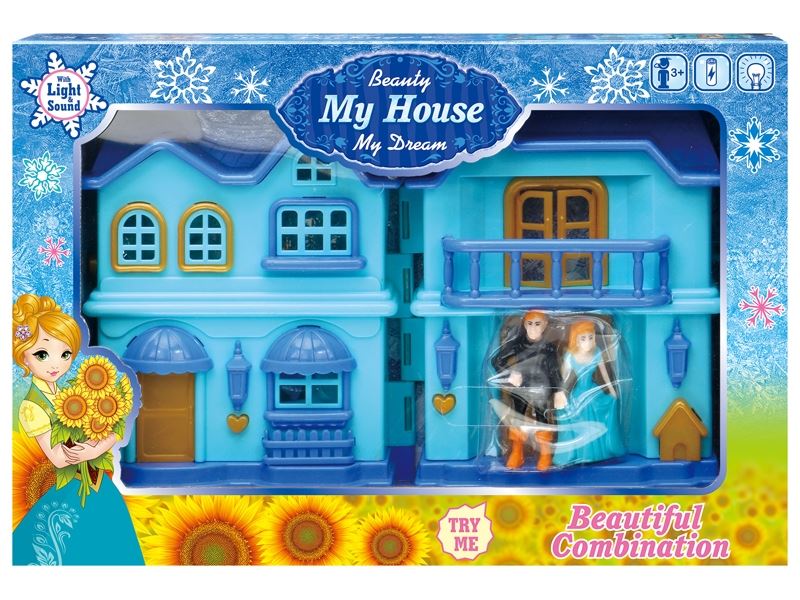Blue ice double side castle villa furniture with light/music man (with 3 ag13 batteries) - HP1098558