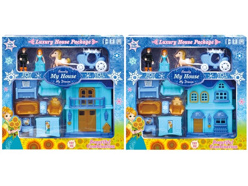 Blue ice one-side castle villa with light/music/furniture ma (with 3 ag13 batteries) - HP1098560