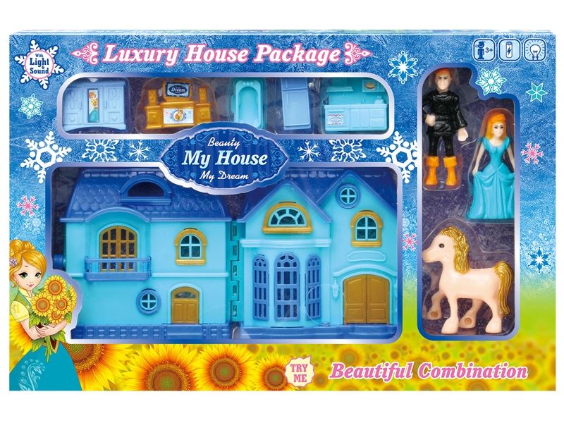 Blue ice mini villa furniture character with light music (with 2 ag13 batteries) - HP1098565
