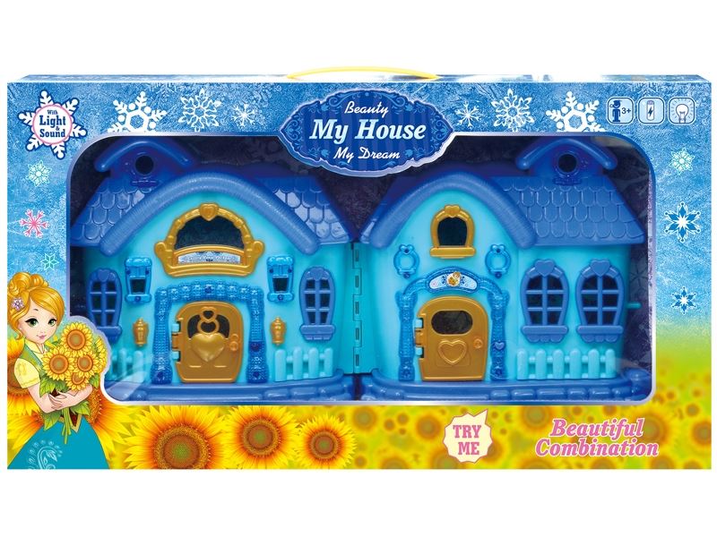 Blue ice & snow duplex villa with lights / music (with 2 aa batteries) - HP1098567