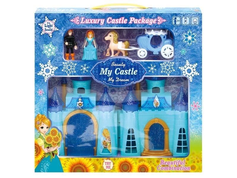 Blue ice double-sided castle with lights/music cart (with 3 ag13 batteries) - HP1098580