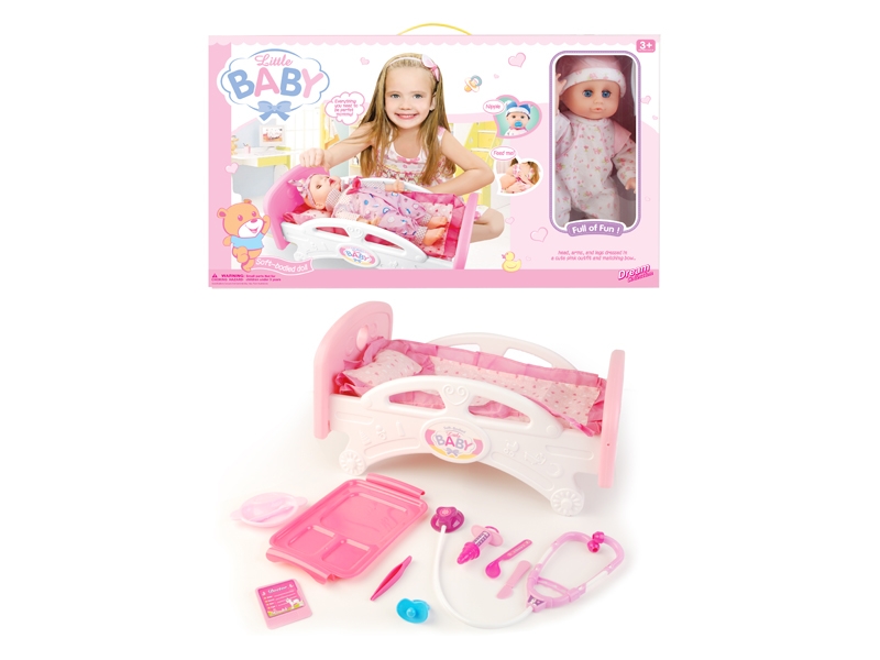 14 Inch blink doll with baby bed instrument with music (single paragraph) - HP1098804