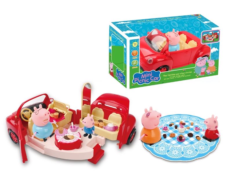 UPGRADED PINK PIG DEFORMATION PICNIC CAR 4 PIG + CUTLERY (LIGHT MUSIC) - HP1101862