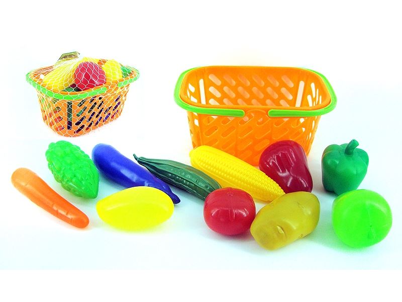 BASKET WITH VEGETABLES AND FRUITS 11PCS - HP1107410