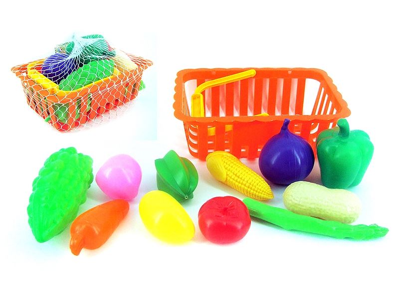 BASKET WITH VEGETABLES AND FRUITS 11PCS - HP1107422