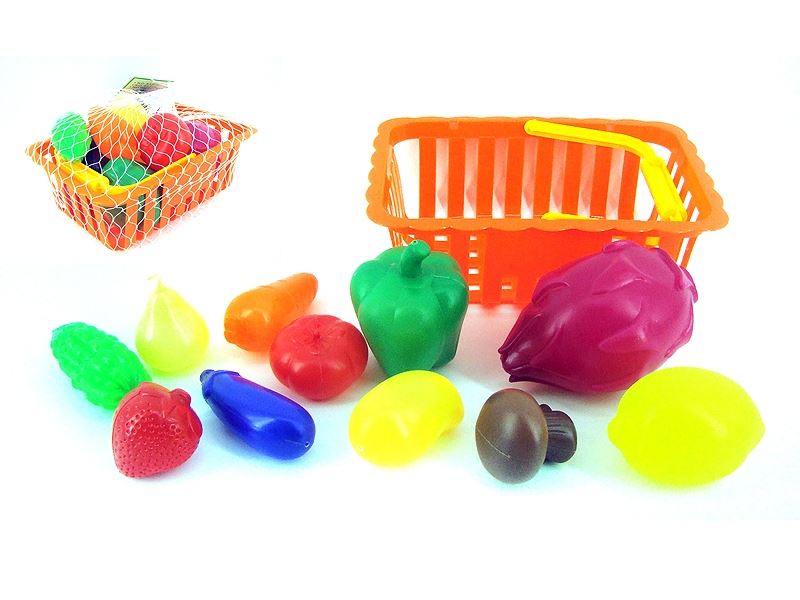 BASKET WITH VEGETABLES AND FRUITS 11PCS - HP1107427