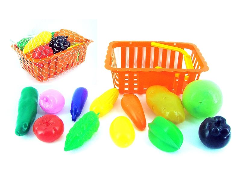 BASKET WITH VEGETABLES AND FRUITS 12PCS - HP1107428