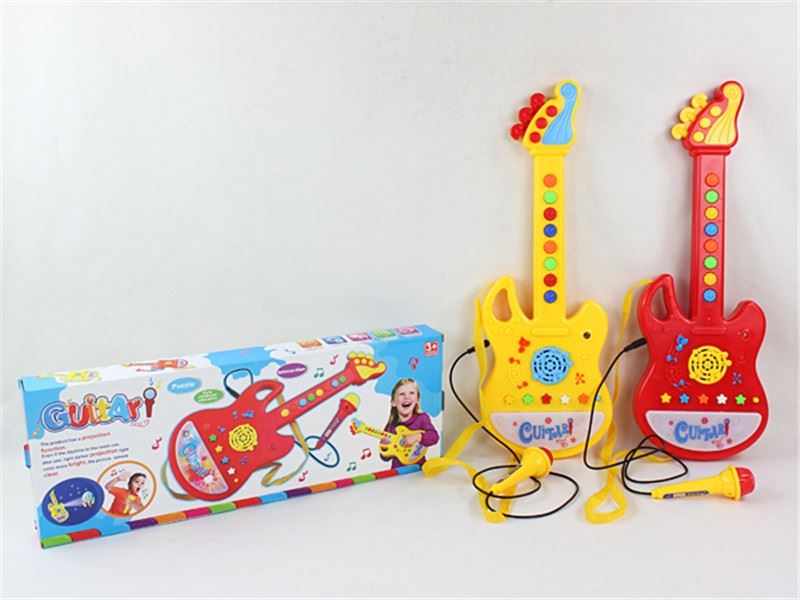 GUITAR W/MICROPHONE & PROJECTION, W/MUSIC&LIGHT,RED/YELLOW - HP1109659