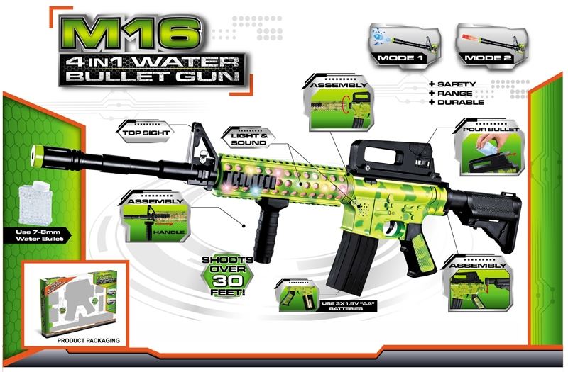 SOFT GUN + WATER BULLET SHOOTING GUN W/LIGHT & MUSIC - HP1109738