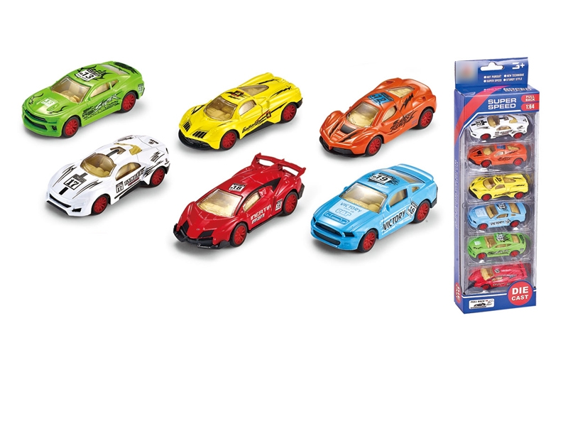 1:64 PULL BACK DIE CAST CAR 6PCS - HP1110475