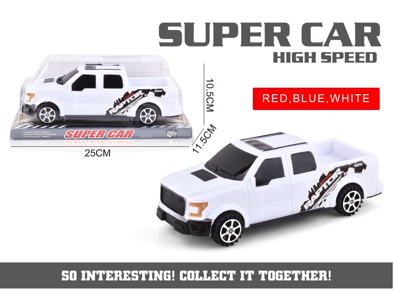 FRICTION CAR，RED,BLUE,WHITE 3ASST - HP1110912