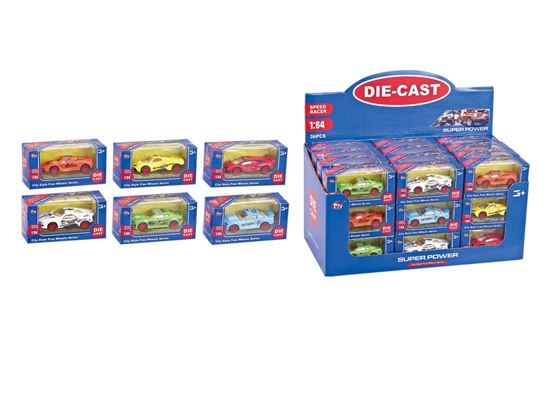 1:64 PULL BACK THE CAR 6 ASST.36PCS - HP1113624