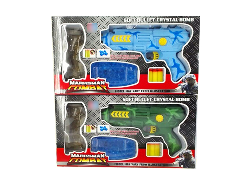 SOFT SHOOTING GUN W/WATER BULLET WITH GLASSES,BLUE/GREEN - HP1114450