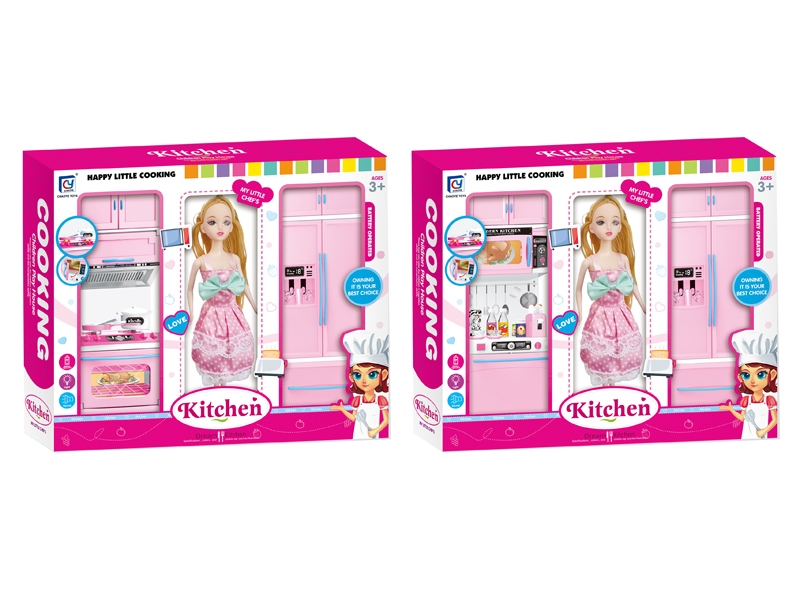 KITCHEN SET W/DOLL & LIGHT & MUSIC 2ASST INCLUDE 3*AG13 - HP1114830