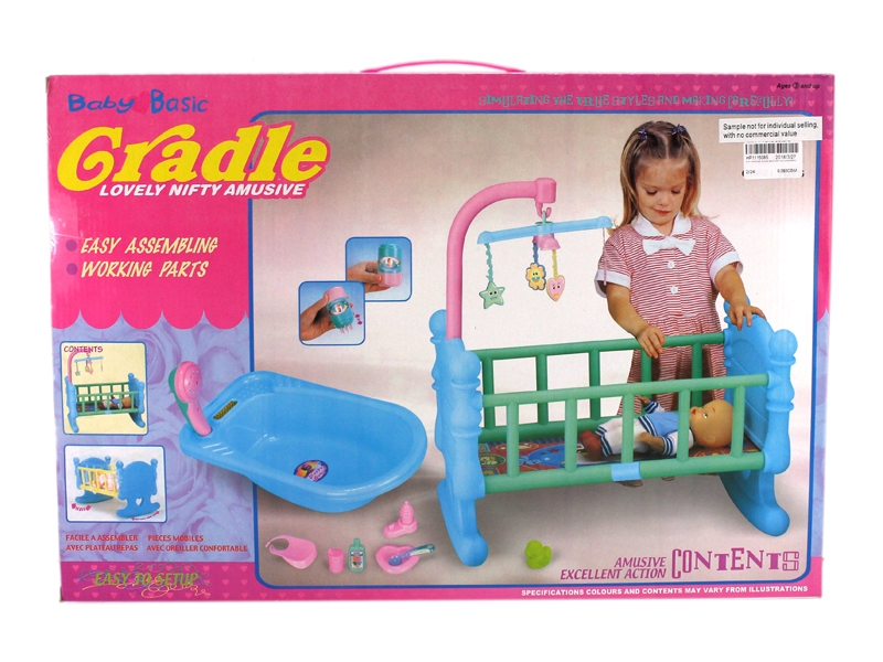 BABY SHAKE BED W/BLOW MOLD BODY DOLL & ACCESSORIES - HP1115085