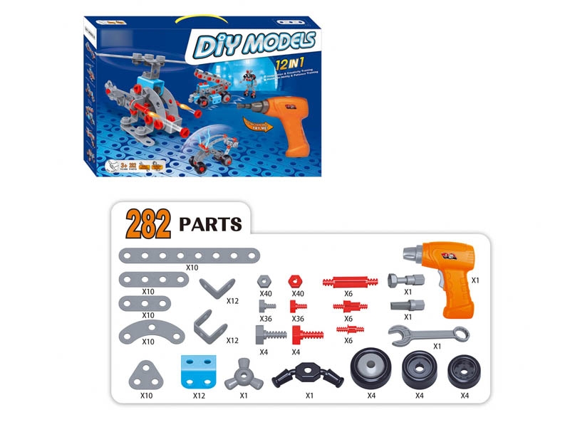 DIY ASSEMBLE TOYS W/ELECTRIC SCREW DRIVER 282PCS - HP1115985