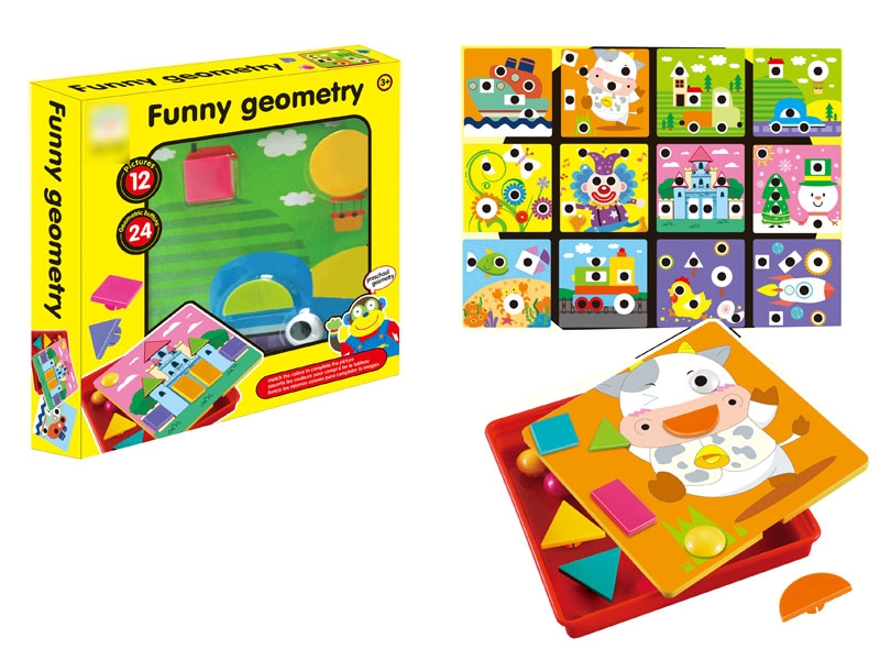 INTELLECT PUZZLE W/GEOMETRIC BUTTONS 24PCS & PICTURES 12PCS - HP1116093