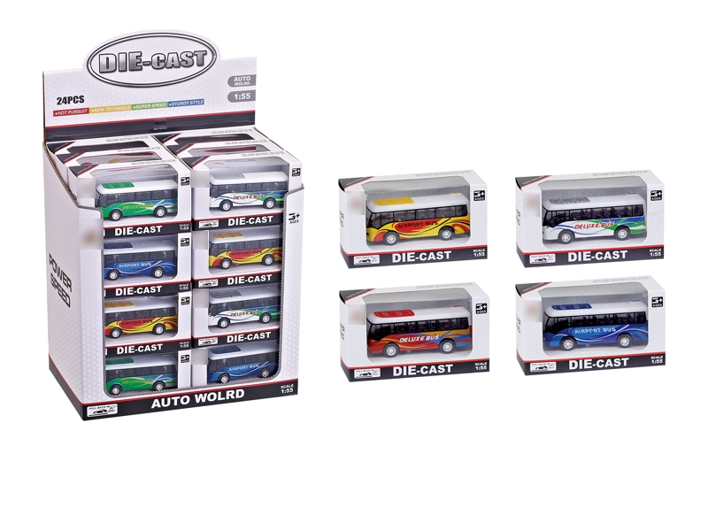 1:55 PULL BACK DIE CAST BUS （5 COLORS）24PCS - HP1116279
