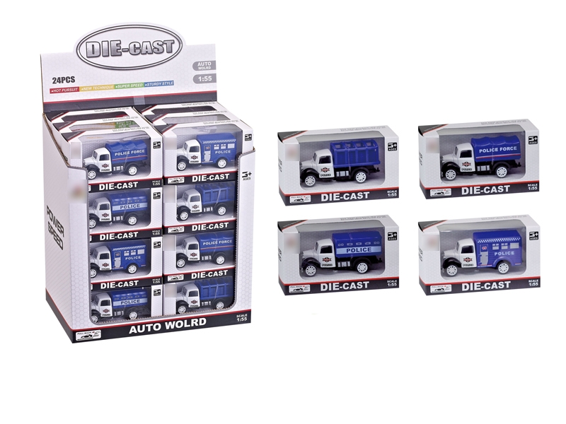 1:55 PULL BACK DIE CAST POLICE CAR 4 ASST.24PCS - HP1116283