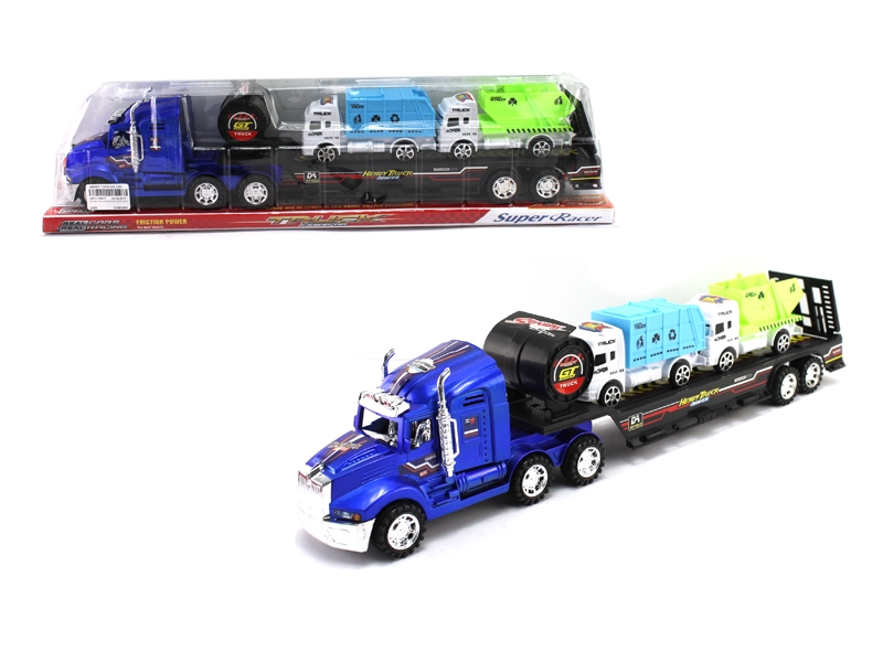 FRICTION TRUCK W/2 CAR RED & BIU & SILVER & BLACK - HP1116917